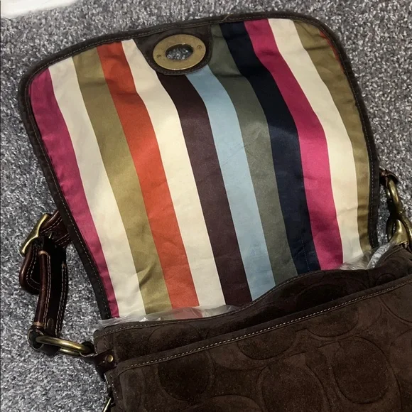 RARE Brown Suede Coach 65th Anniversary Legacy Shoulder Bag - Picture 8 of 11